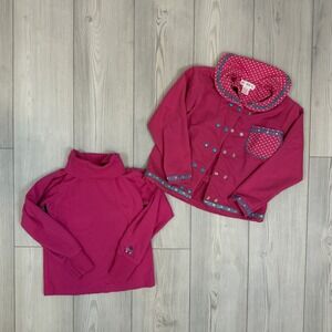 Vintage 90s Gymboree XL 4.5 - 6 Years Jacket & Turtleneck Top Set Pink